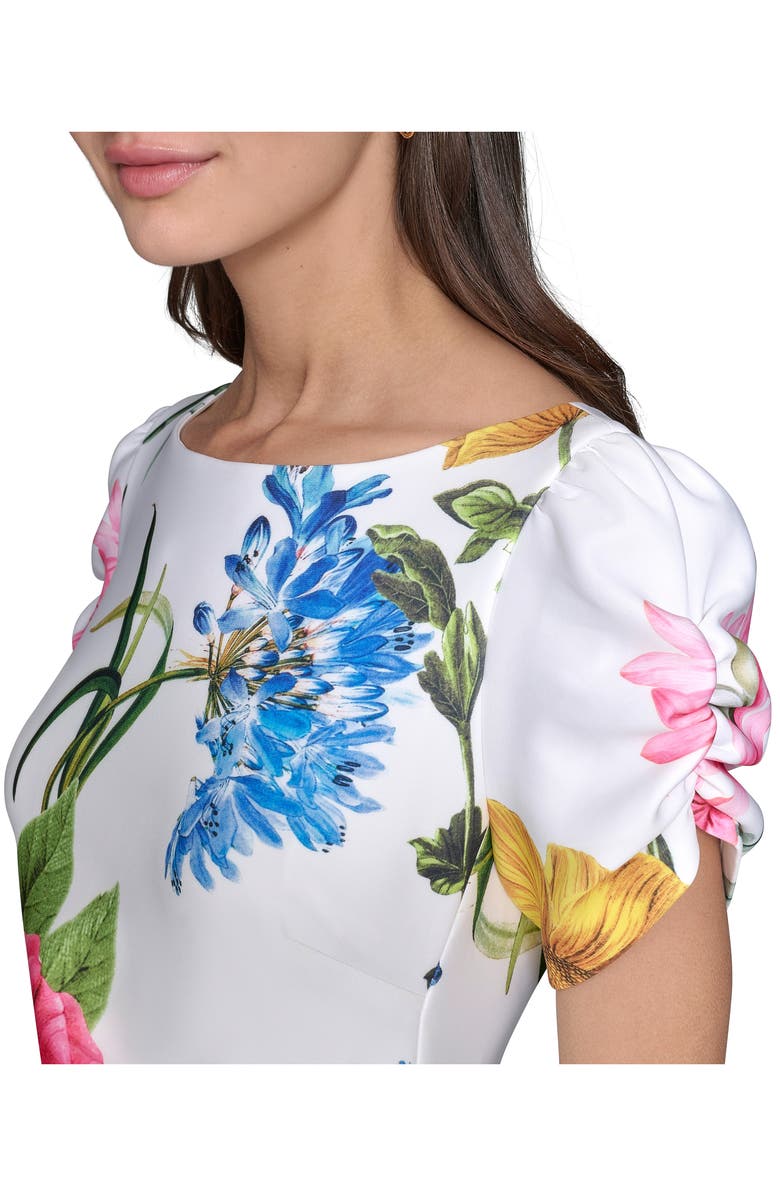 KARL LAGERFELD PARIS Printed Scuba Sheath Dress, Alternate, color, Soft White Multi