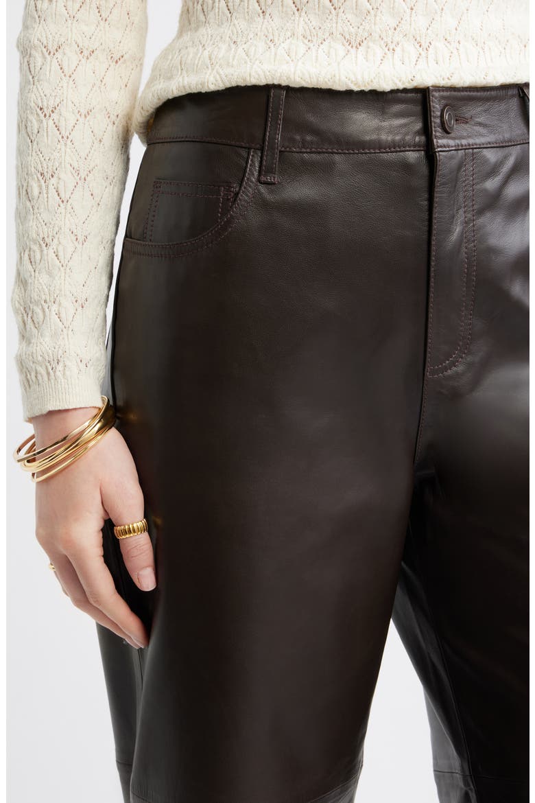 Leather Crop Wide Leg Pants, Alternate, color, BROWN TORTE