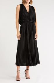 Longchamp Pleated Sleeveless V-Neck Maxi Dress