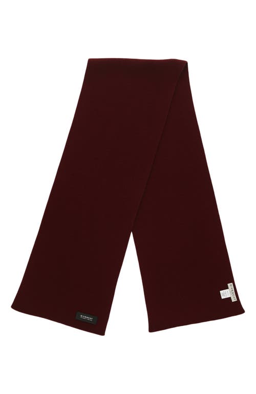 Givenchy Patch Wool & Silk Scarf In Burgundy Black