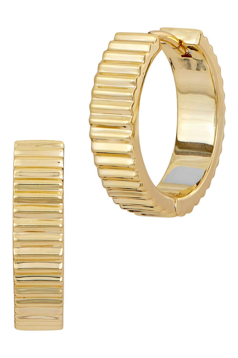 Ribbed Hoop Earrings, Main, color, YELLOW
