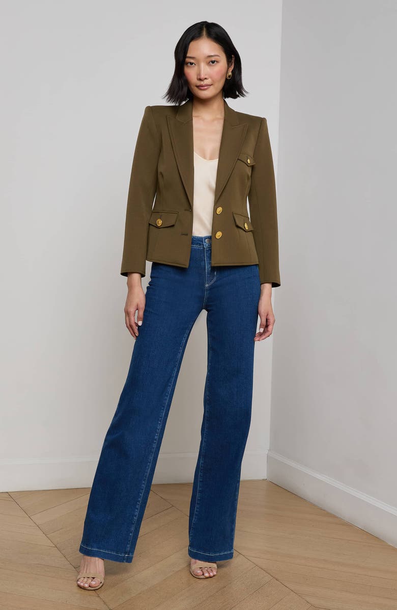 L
AGENCE Wylla Structured Blazer, Alternate, color, Pine/ Multi Western Snake