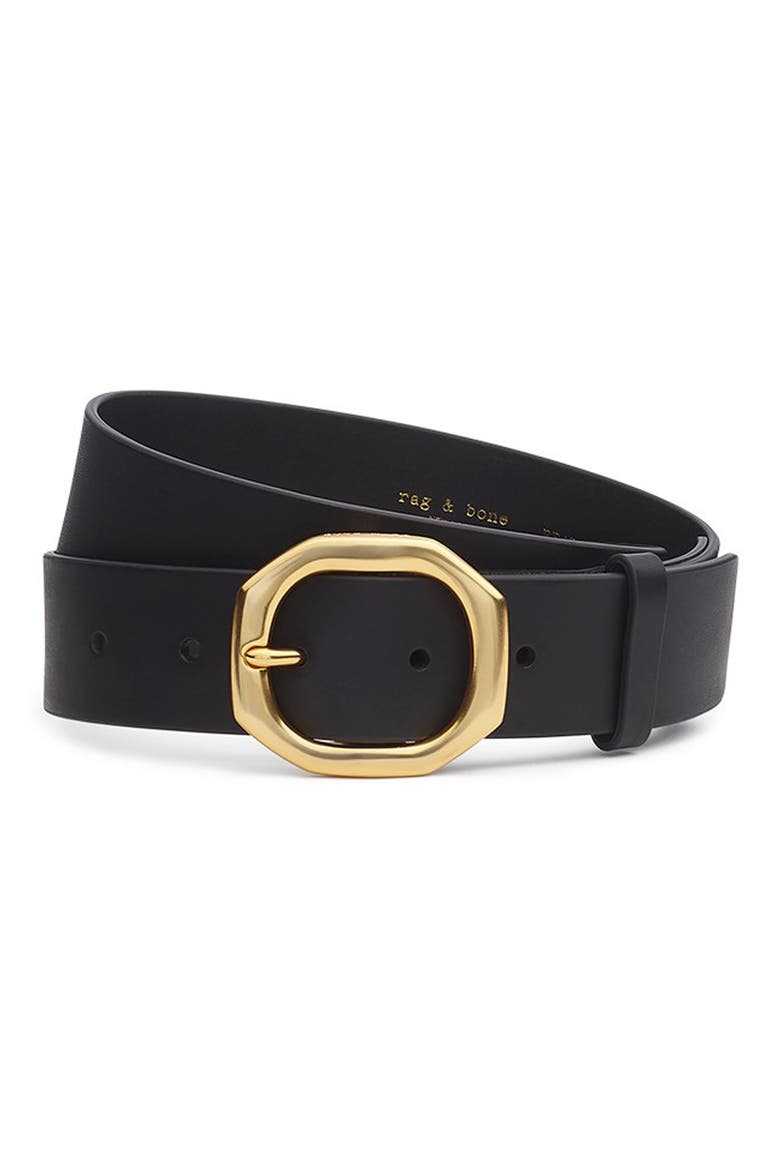 Audrey Leather Belt, Main, color, BLACK GOLD