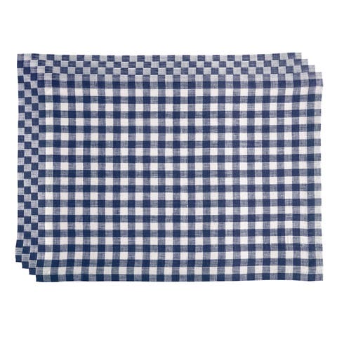 Linen Placemats Set of 4, 14 x 19" - Gingham Check