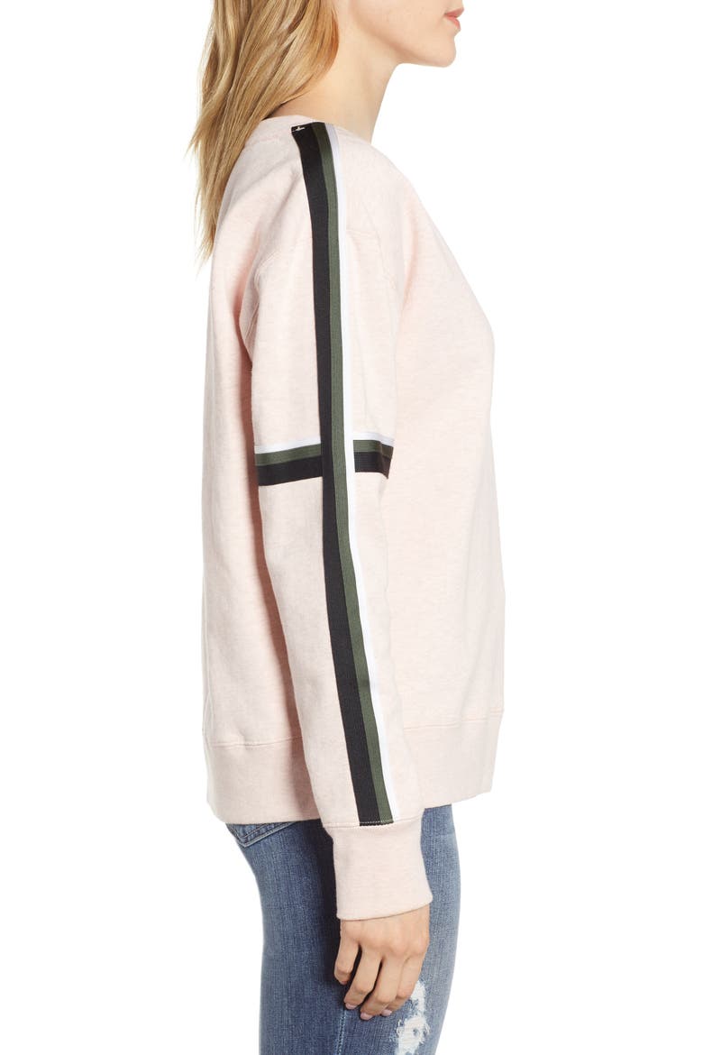 Backtrack Sport Stripe Sweatshirt, Alternate, color, HEATHER PINK FIZZ