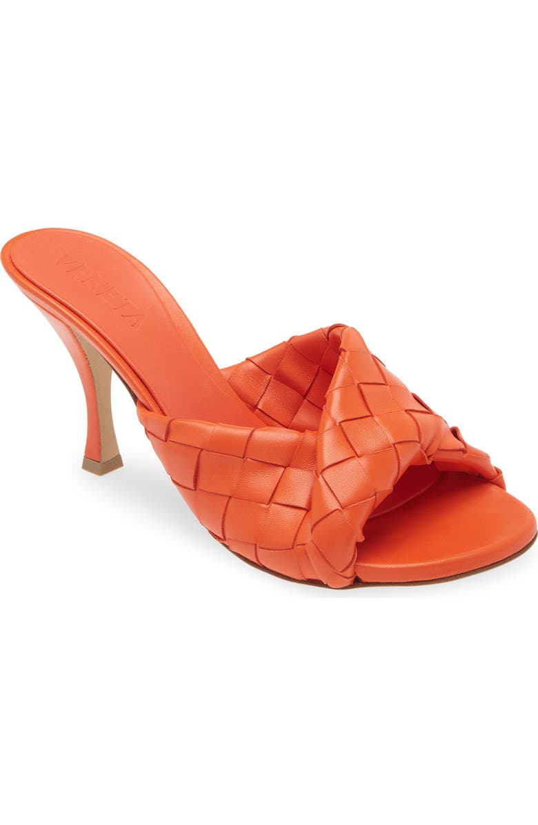 Bottega Veneta Blink Intrecciato Lambskin Leather Sandal, Main, color, New Orange