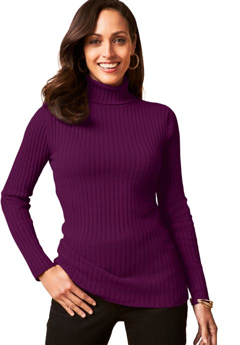Ribbed Cotton Turtleneck Sweater (Plus)