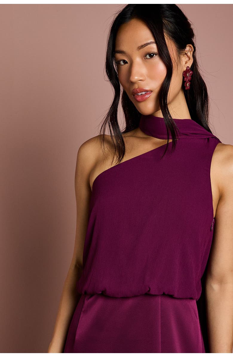 Coast One Shoulder Maxi Bridesmaid Dress, Alternate, color, Fig