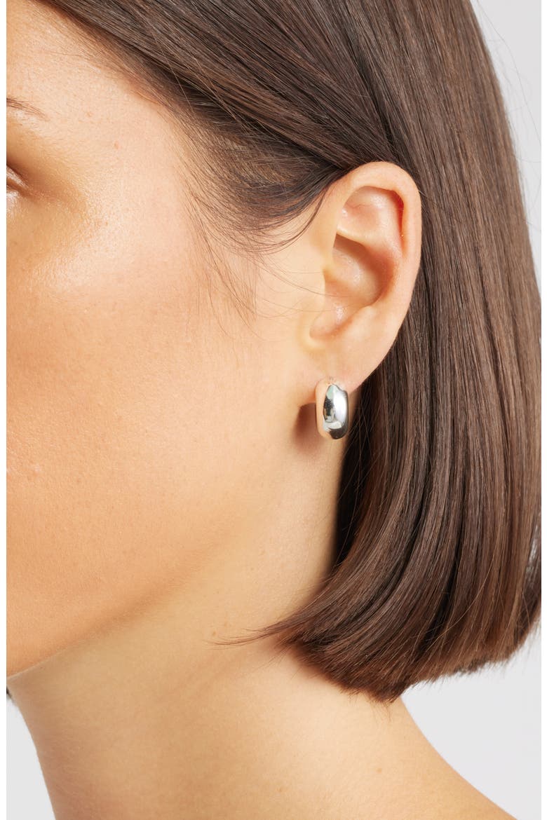 Mini Tome Huggie Hoop Earrings, Alternate, color, SILVER