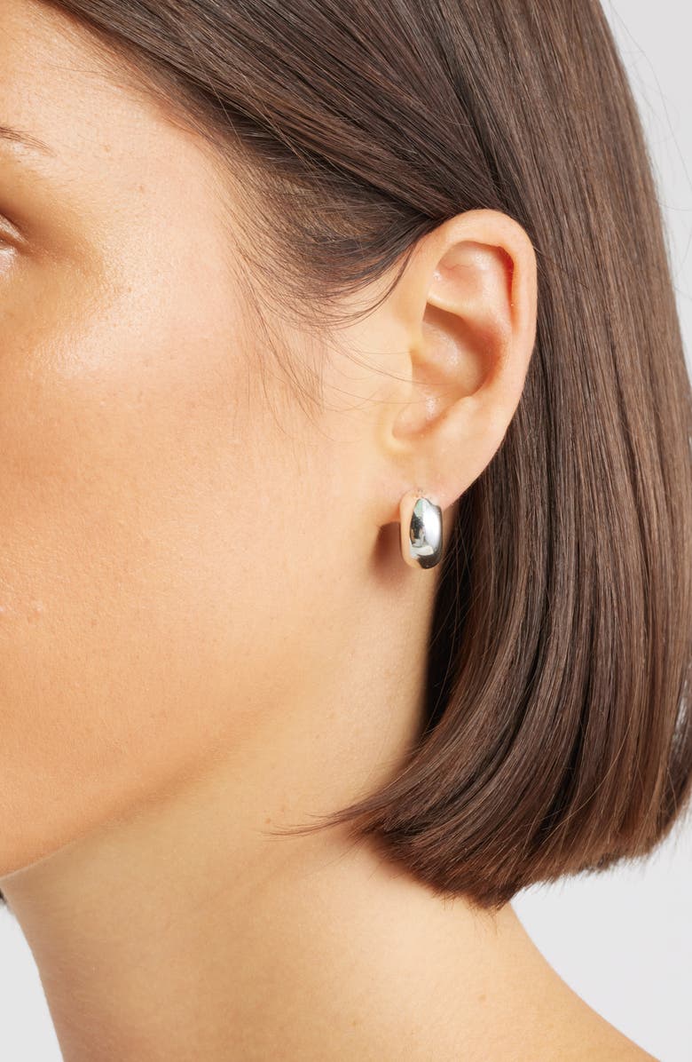 Jenny Bird Mini Tome Huggie Hoop Earrings, Alternate, color, Silver