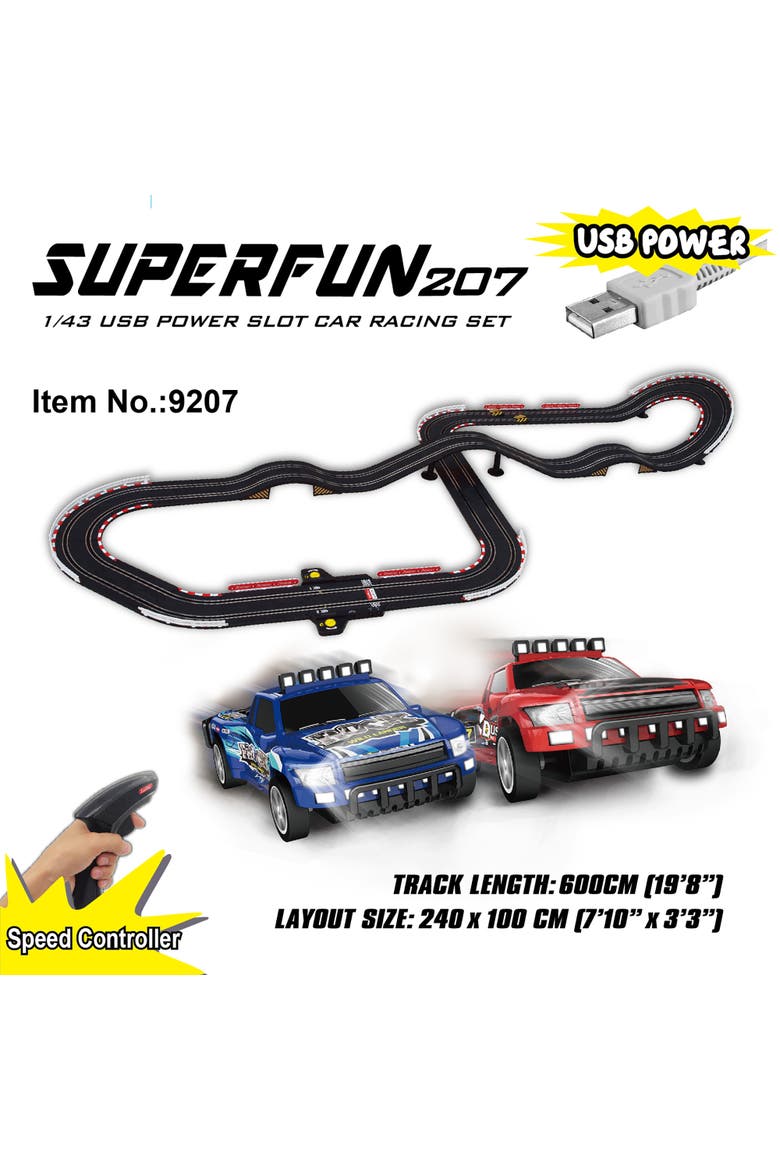 Superfun 207, 1/43 Usb Power Slot Car Racing Set, 94x39 inches, Alternate, color, Multicolored