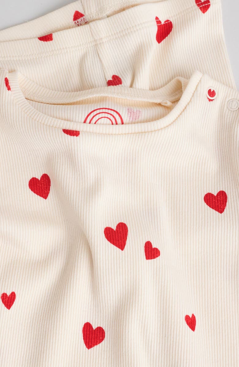 NEXT Ruffle Heart Rib Top & Pants Set, Alternate, color, Neutral