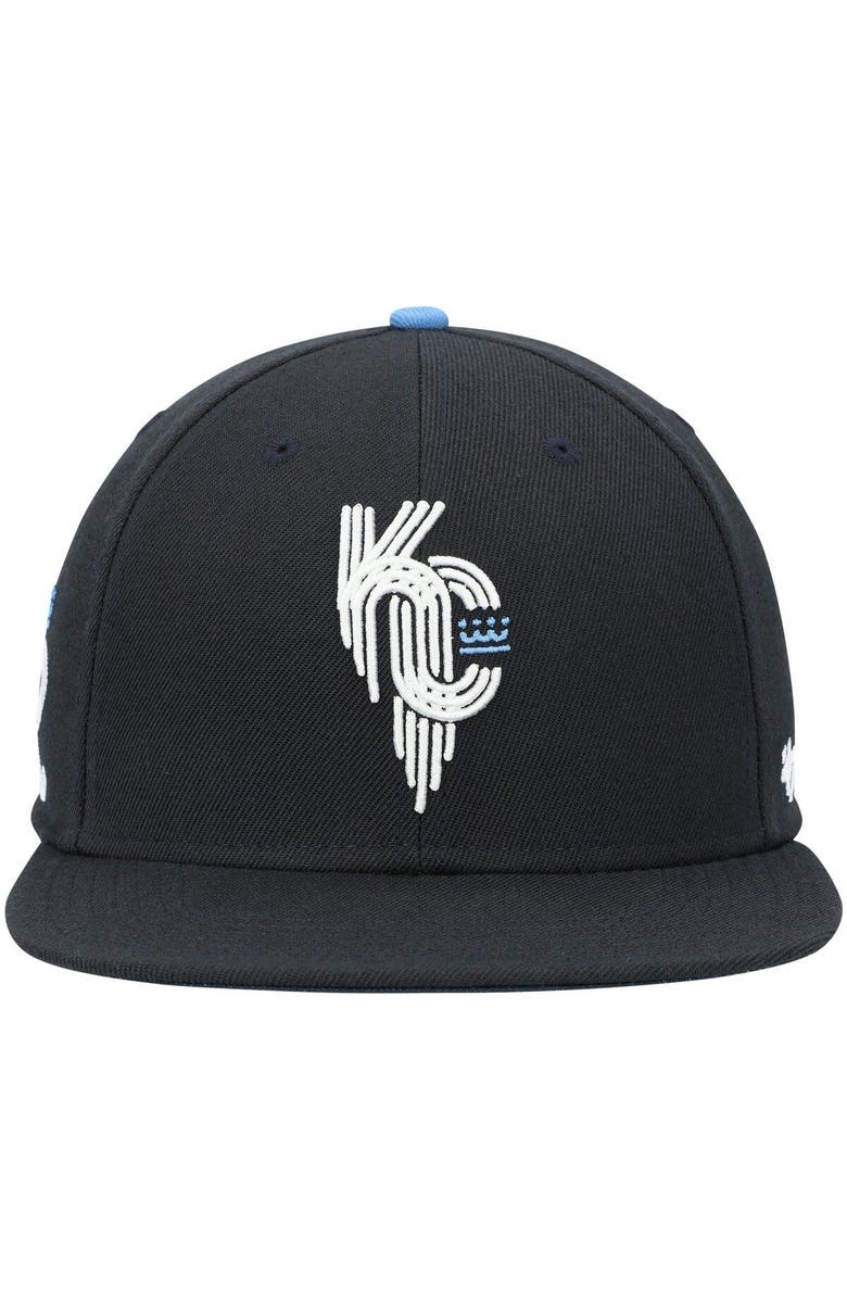 '47 Men's '47 Navy Kansas City Royals 2021 City Connect Captain Snapback Hat, Alternate, color, 