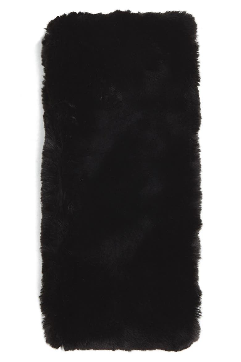 Faux Rabbit Fur Snood, Alternate, color, BLACK