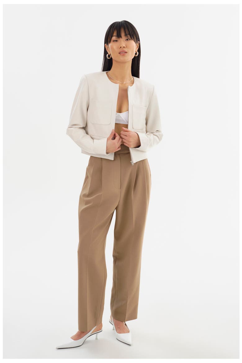 LINETTE | Leather Jacket, Alternate, color, Whisper White