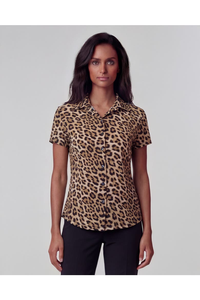 Leopard Brown Womens Printed Shirt, Main, color, Leopard Brown