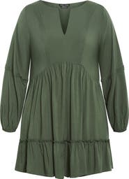 City Chic Mira Long Sleeve Tiered Minidress