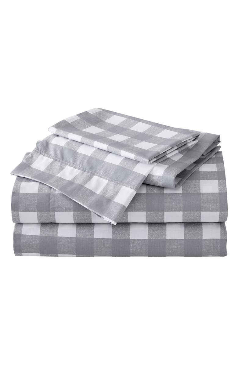 Eddie Bauer Lakehouse Plaid 200 Thread Count 100% Cotton Percale Sheet Set, Main, color, Medium Grey