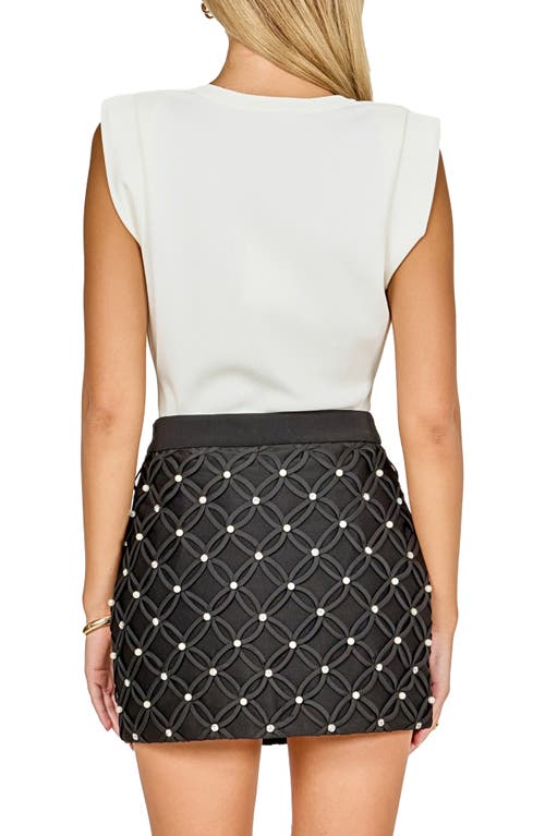 Endless Rose Pleated Shoulder Knit Top In White