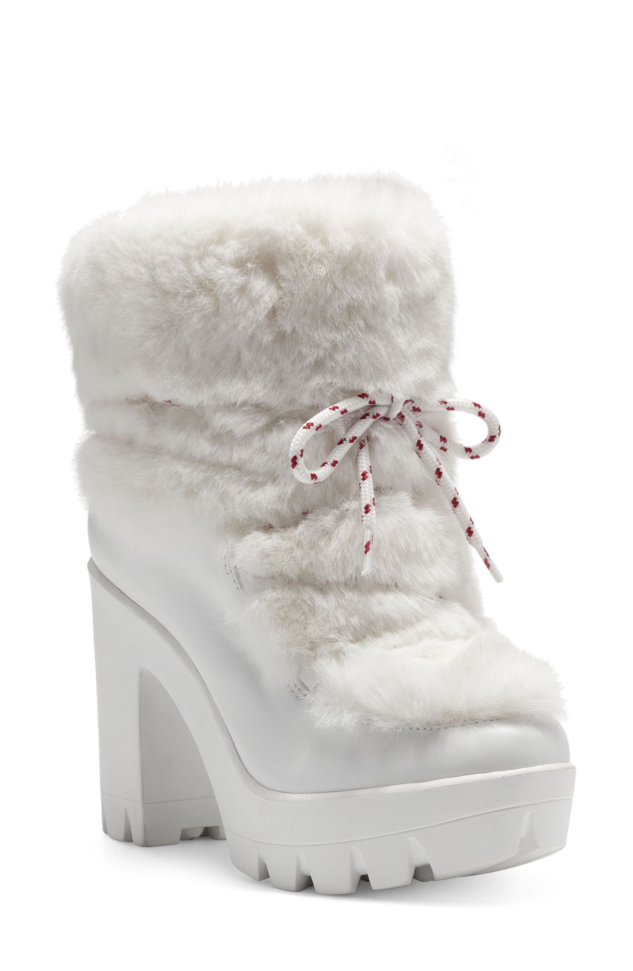 Jessica Simpson Mirie Faux Fur Platform Lug Sole Boot, Main, color, White/ Bright