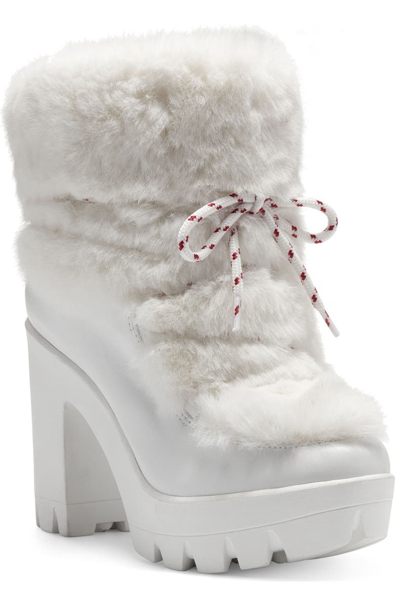 Jessica Simpson Mirie Faux Fur Platform Lug Sole Boot, Main, color, White/ Bright