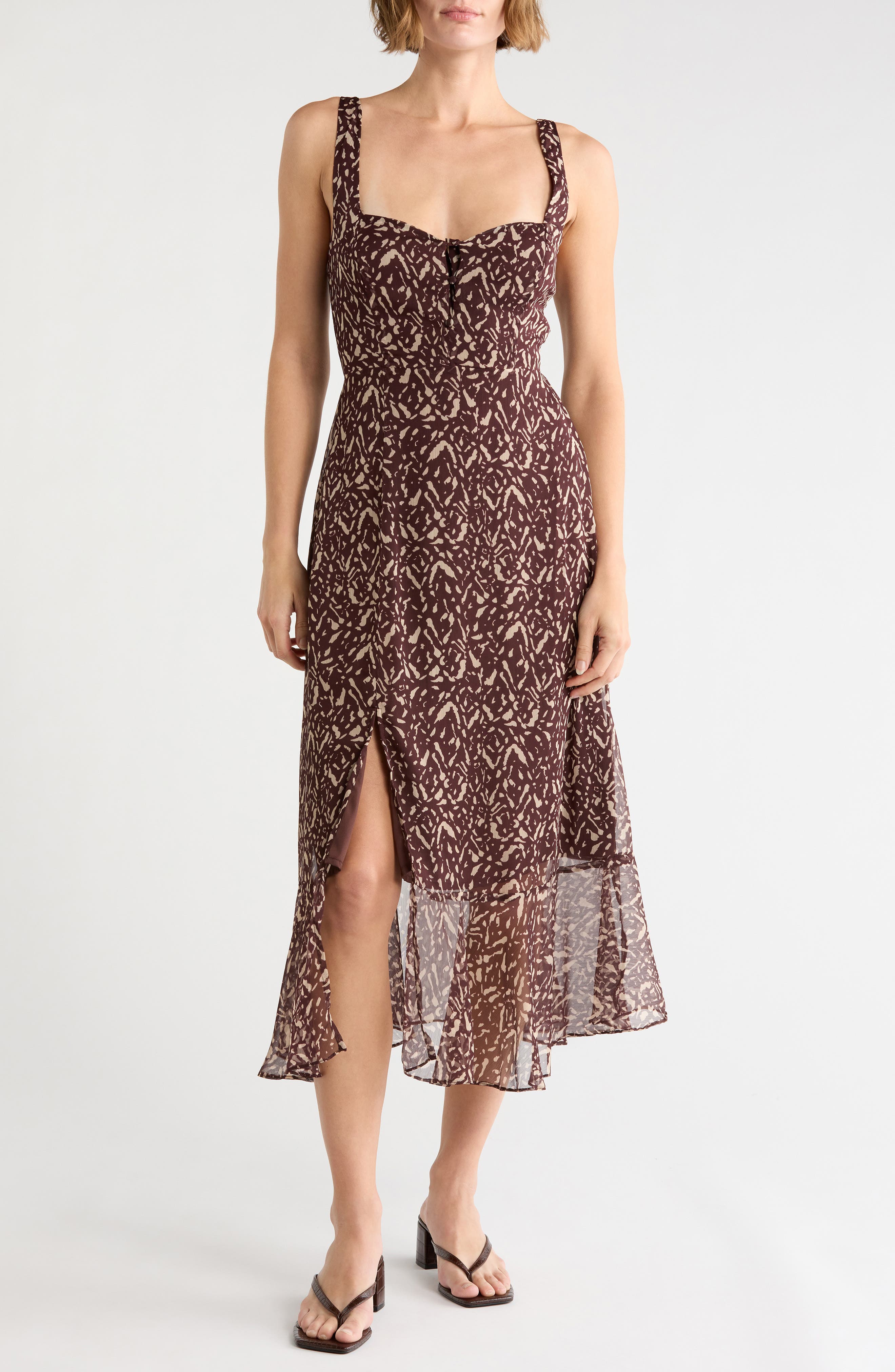 Keyhole Ruffle Hem Midi Dress