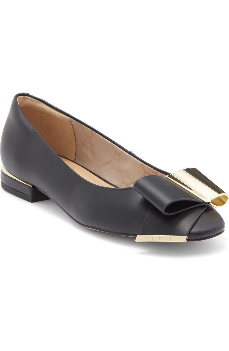 Ted Baker London Darcy Bow Flat, Main, color, Black