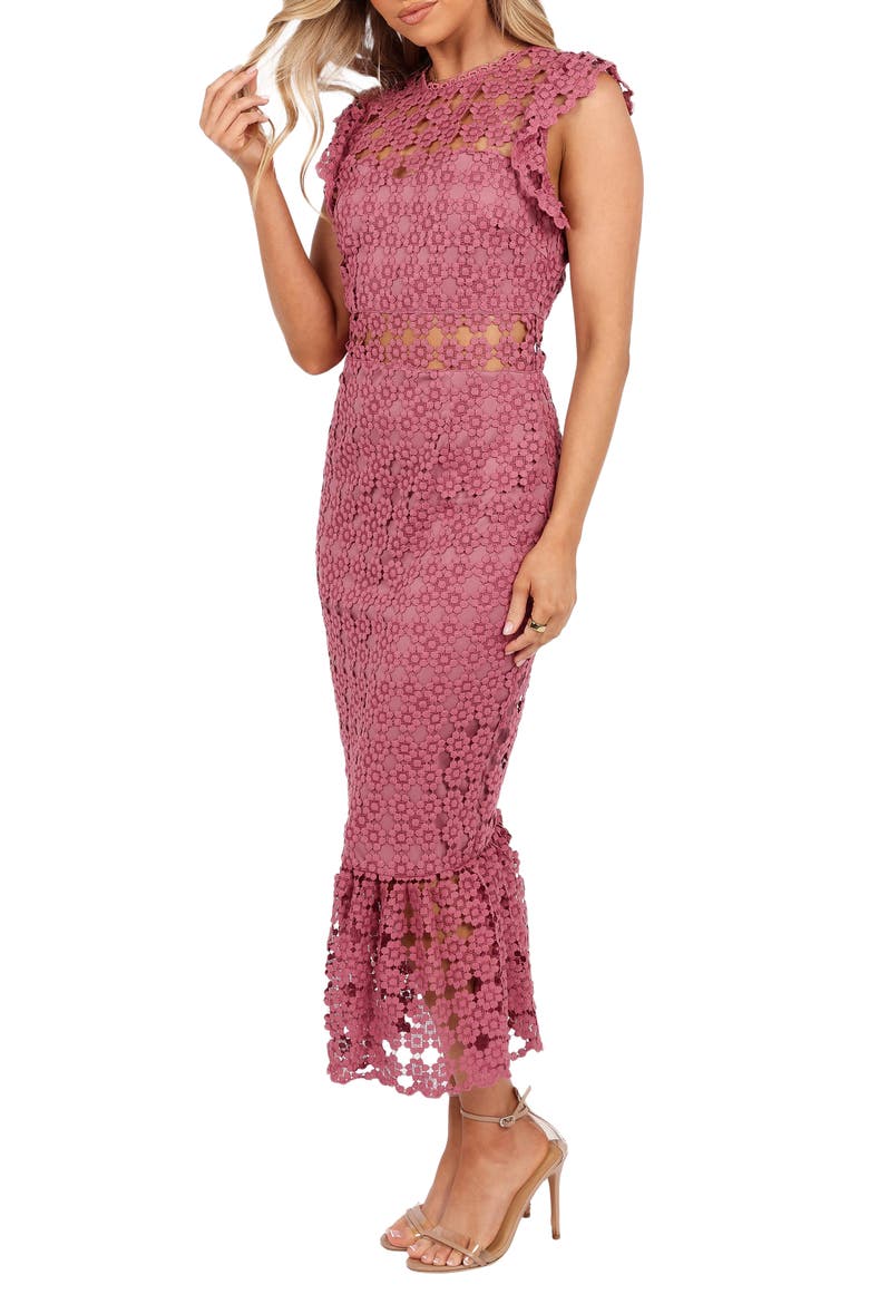 Lauren Lace Overlay Dress, Alternate, color, DARK ROSE