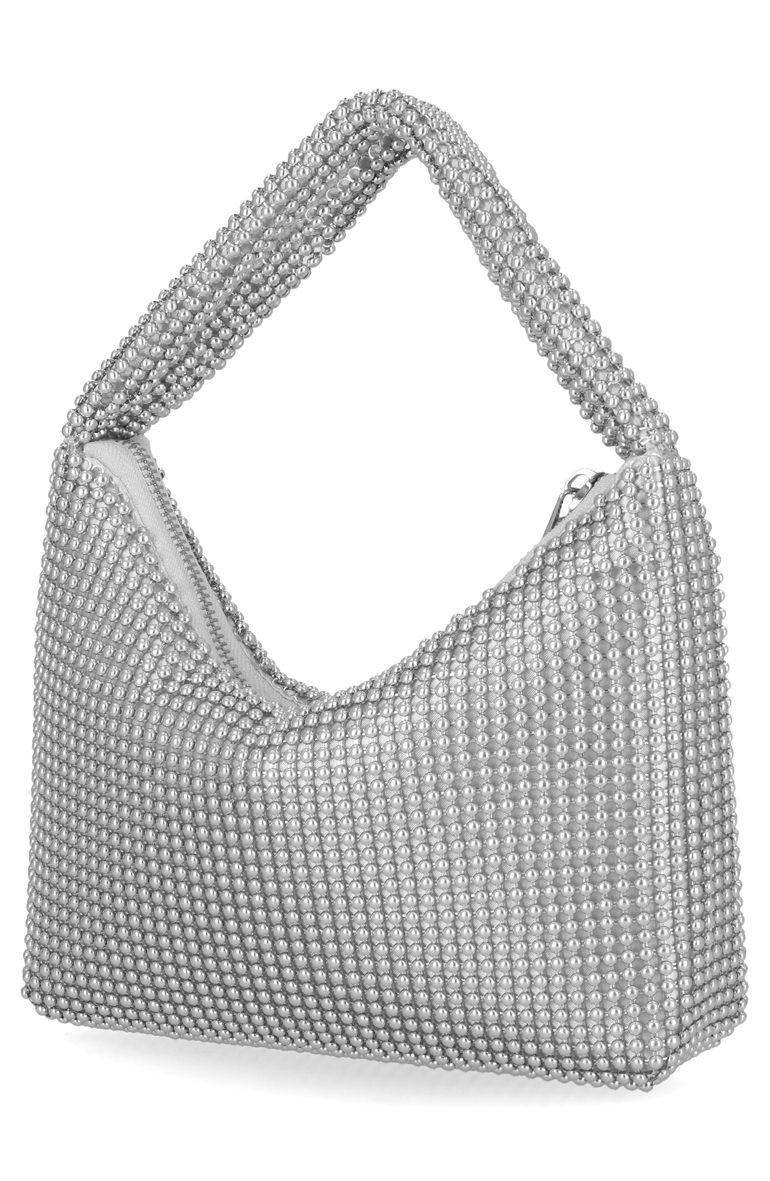 Jessica McClintock Ada Crystal Hobo Bag, Alternate, color, Silver