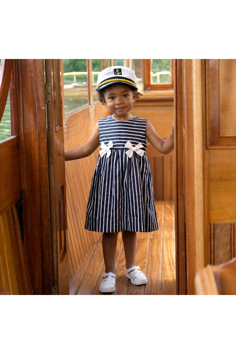 Stripe Bow Dress, Alternate, color, Navy