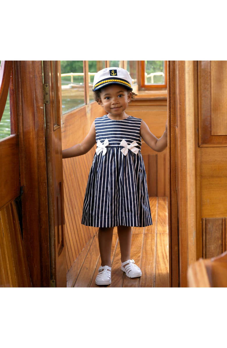Rachel Riley Stripe Bow Dress, Alternate, color, Navy