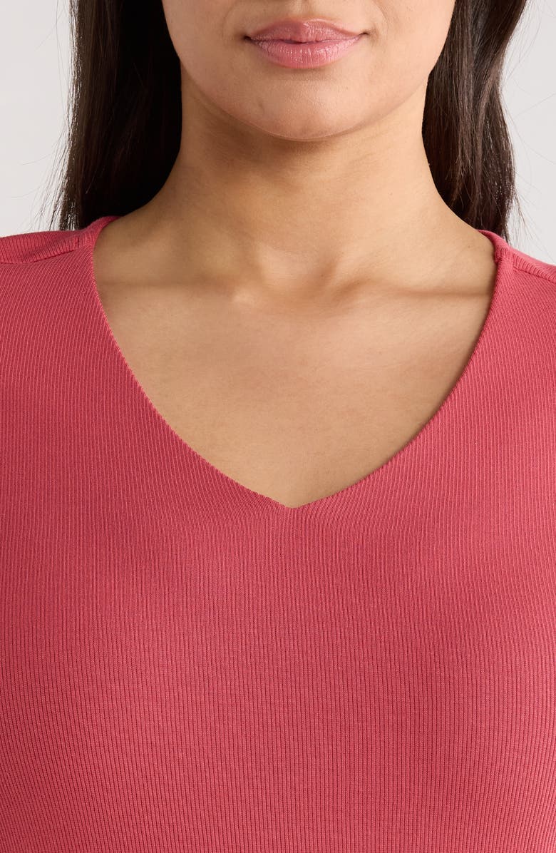 Liverpool Los Angeles Double Layer V-Neck Top, Alternate, color, Garnet Rose