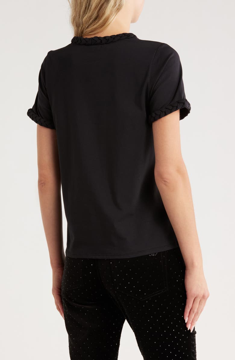 Cinq à Sept Braided Trim T-Shirt, Alternate, color, Black