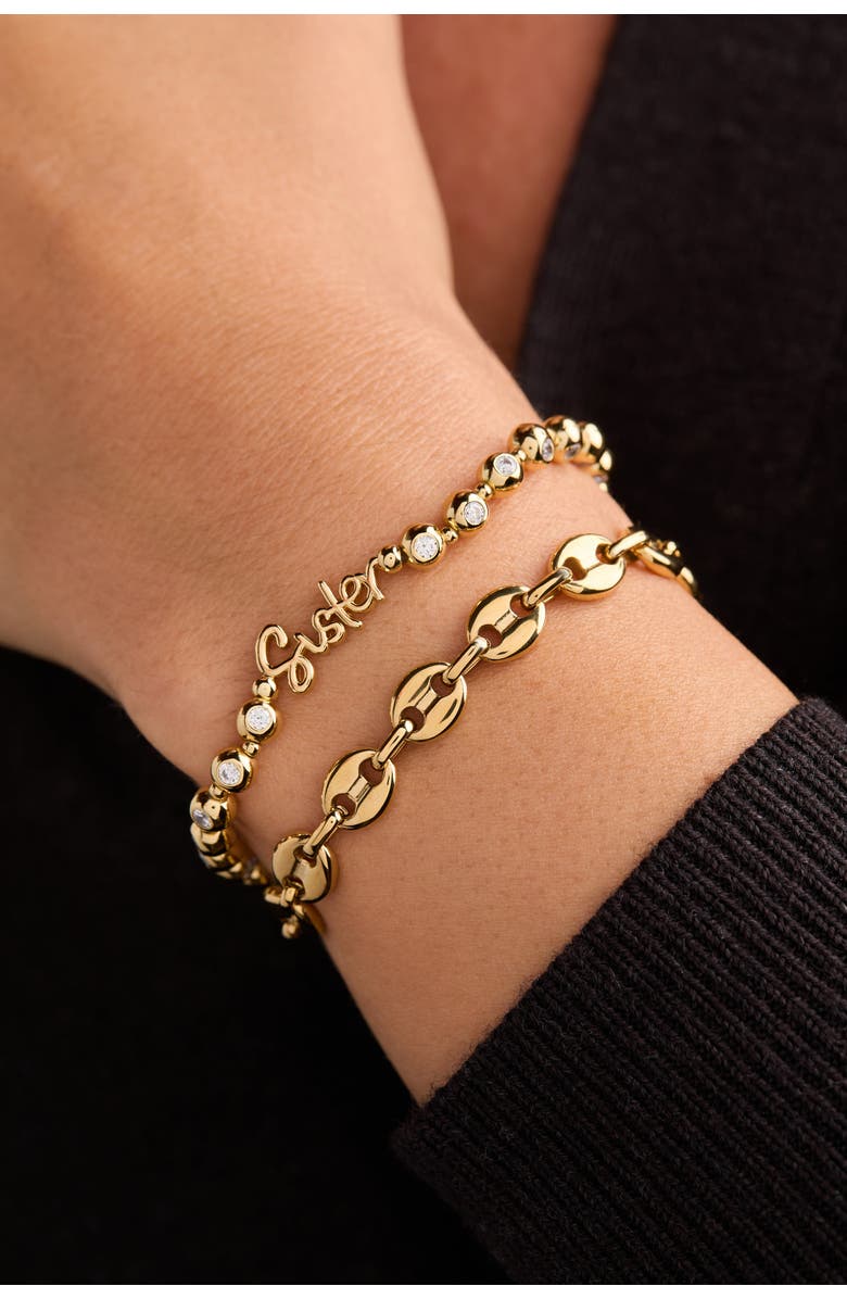 Alex and Ani Sister Elongated Crystal Stretch Bracelet, Alternate, color, Gold