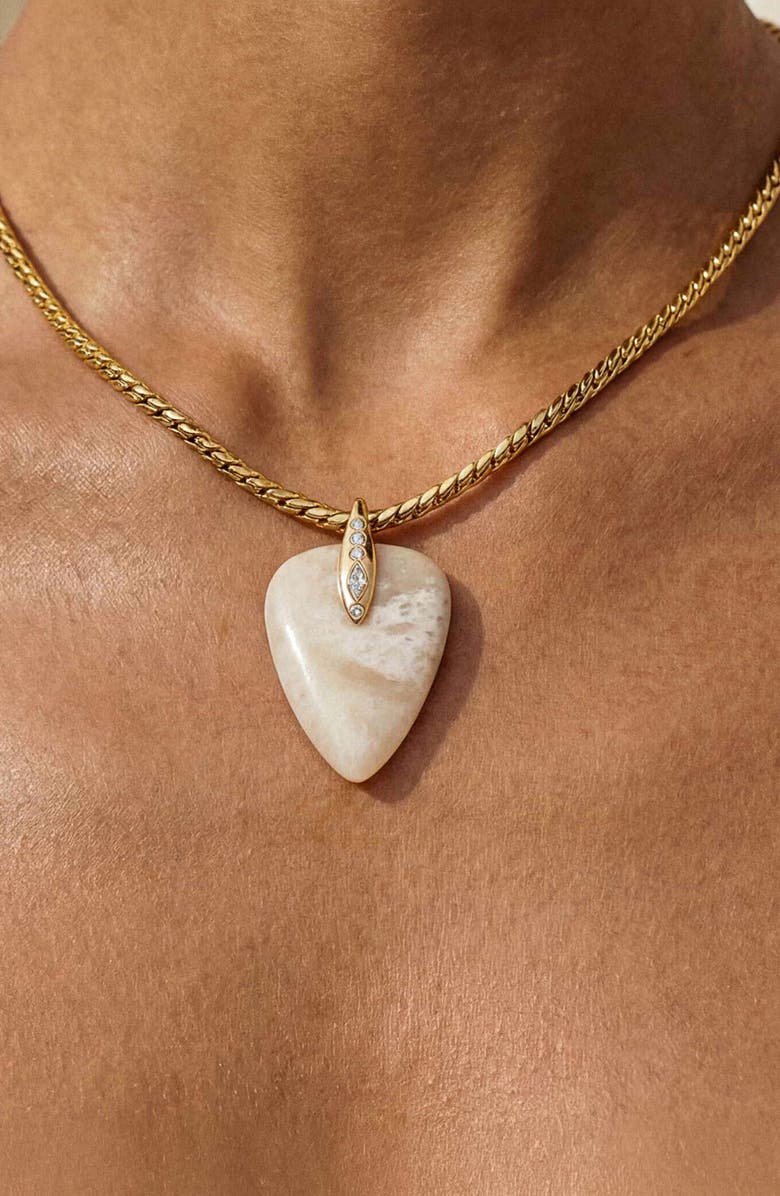 Ettika Solstice Pendant Choker Necklace, Alternate, color, Bone