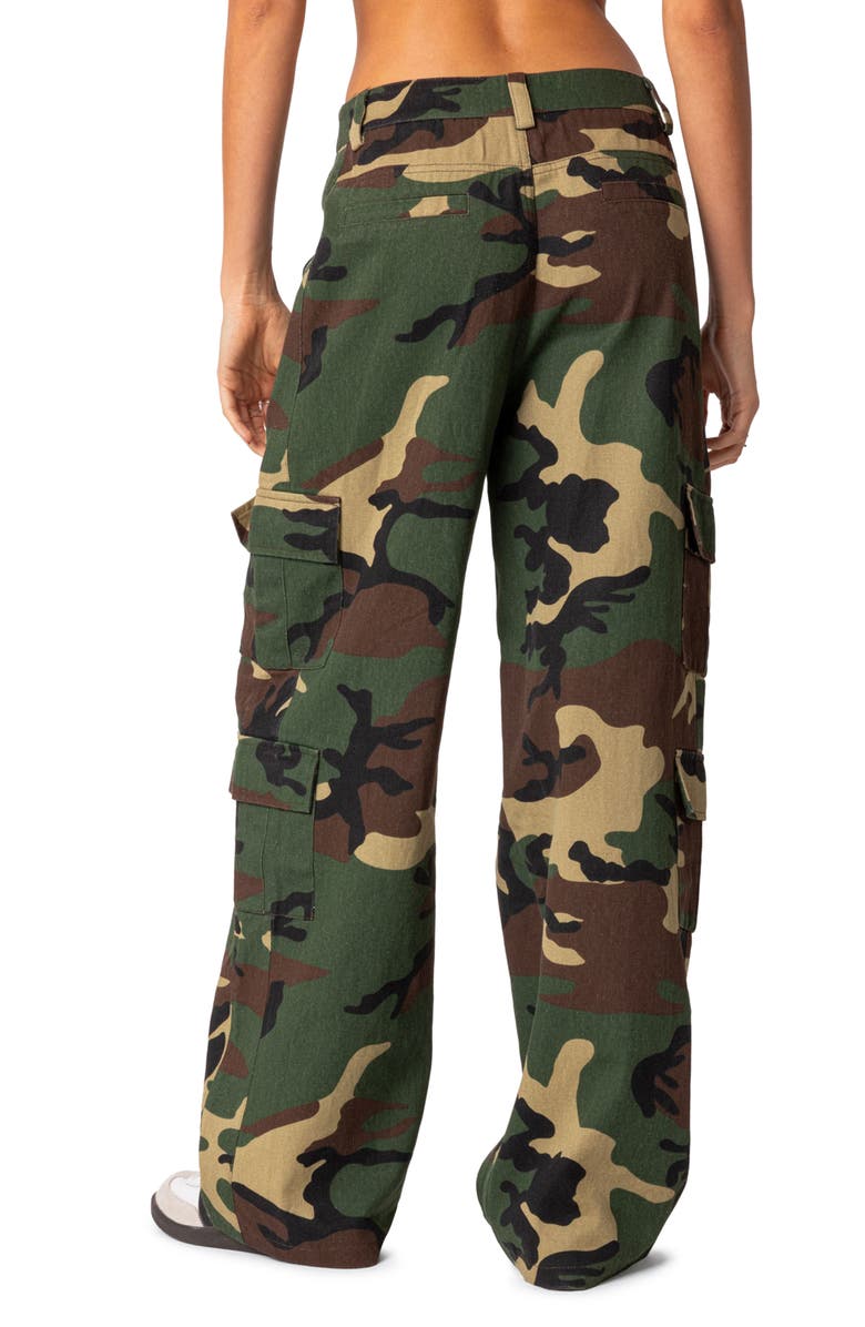 EDIKTED Carli Camo Cotton Cargo Pants, Alternate, color, 