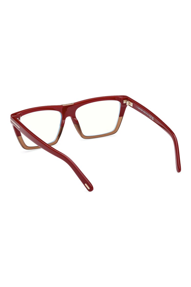 57mm Square Blue Light Blocking Glasses, Alternate, color, COLOR BLOCK RED / CHAMPAGNE