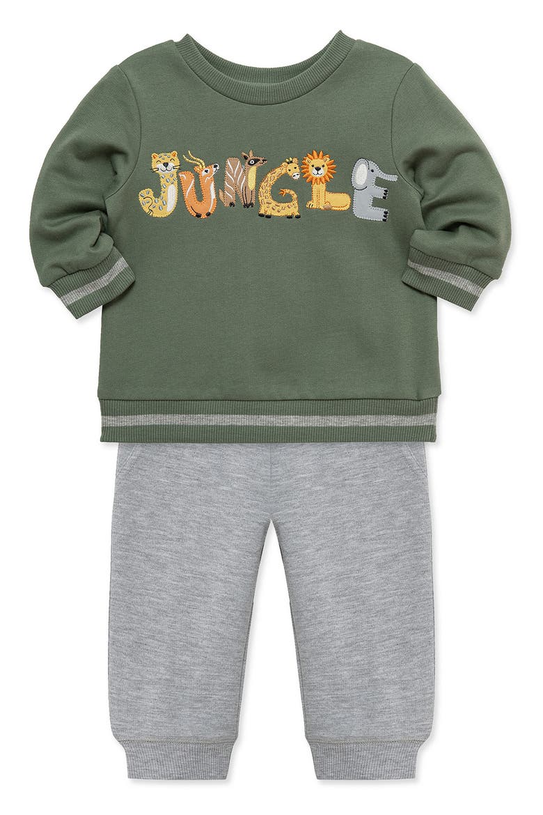 Kids' Jungle 2-Piece Sweatshirt Set, Alternate, color, GREEN