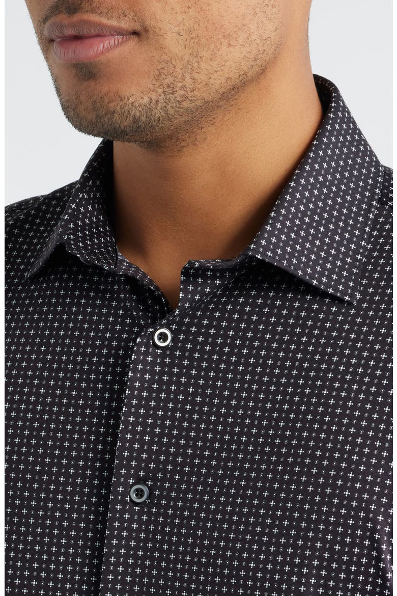 Miles OoohCotton® Print Short Sleeve Button-Up Shirt, Alternate, color, BLACK