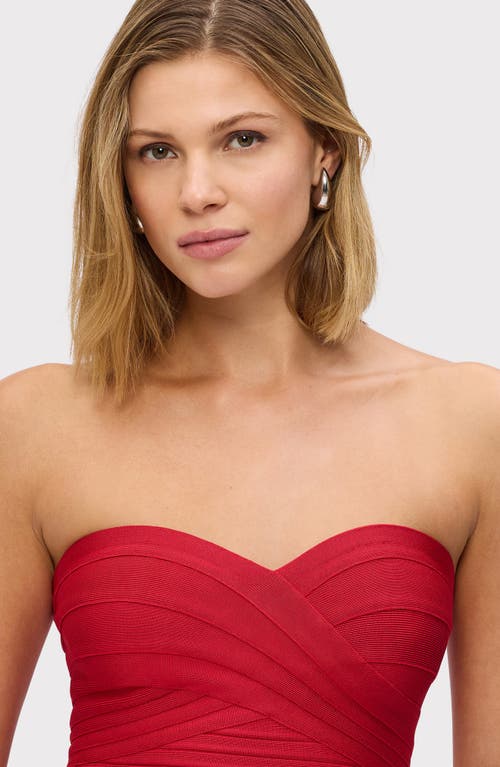 Herve Leger The Sara Strapless Mermaid Gown In Lipstick Red