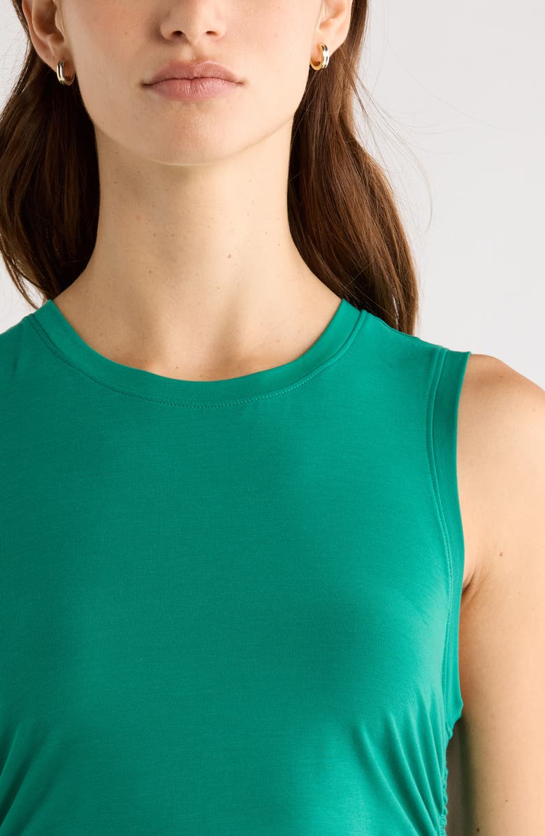 Zella Breathe Ruched Tank, Alternate, color, Green Glade