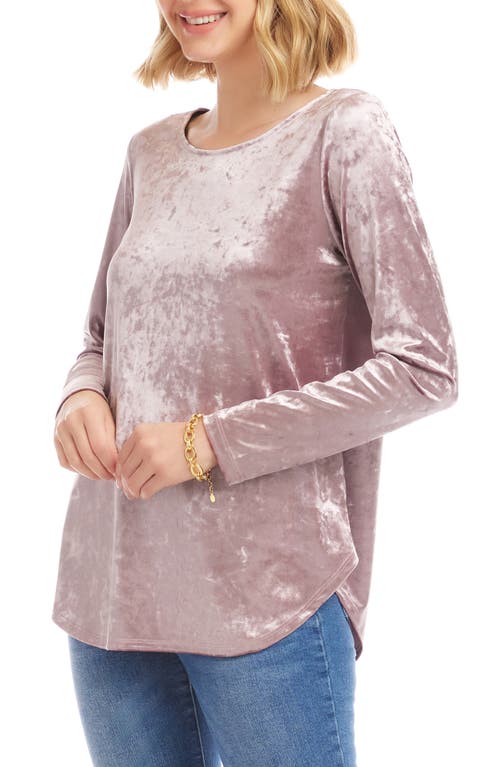 Karen Kane Crushed Velvet Top Shirttail Top In Pink