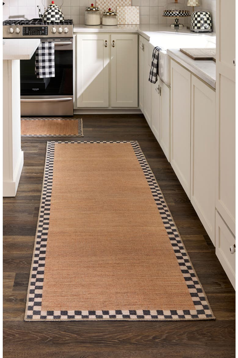 Naturals Check Washable Runner, Alternate, color, BEIGE