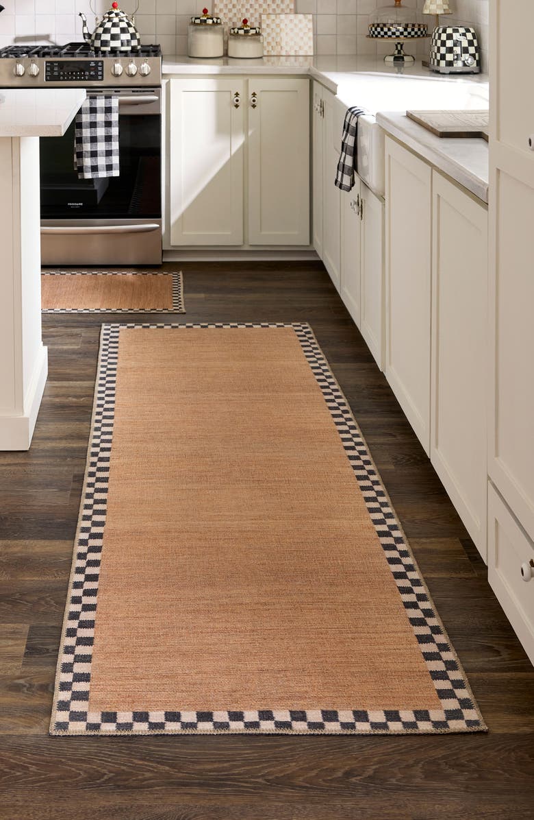 MACKENZIE CHILDS Naturals Check Washable Runner, Alternate, color, Beige