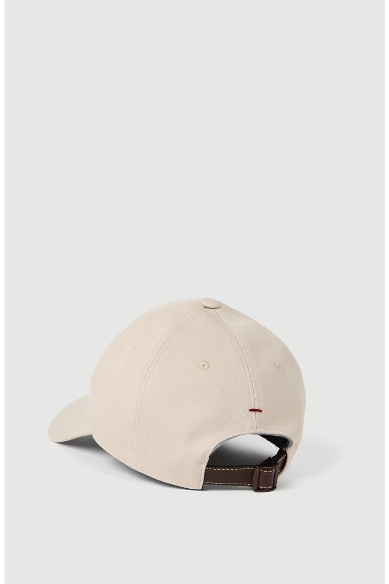 Garment-dyed twisted cotton gabardine baseball cap with embroidered logo, Alternate, color, Beige