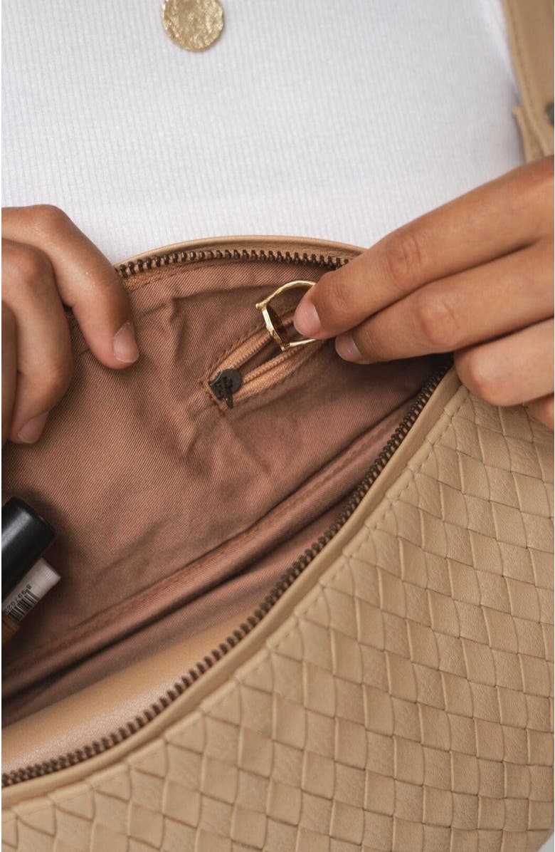 Mandrn Woven Leather Crossbody Bag, Alternate, color, Sand