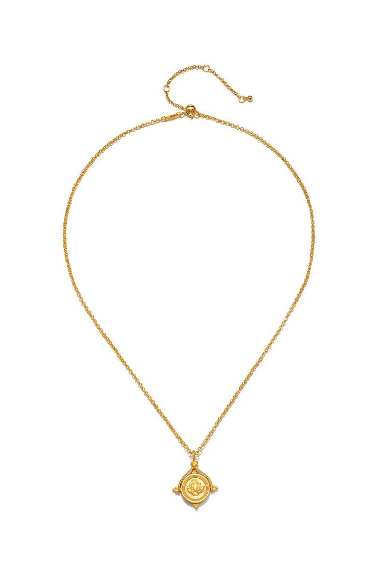 Path of Awakening Labradorite Lotus Spinner Necklace, Alternate, color, Gold