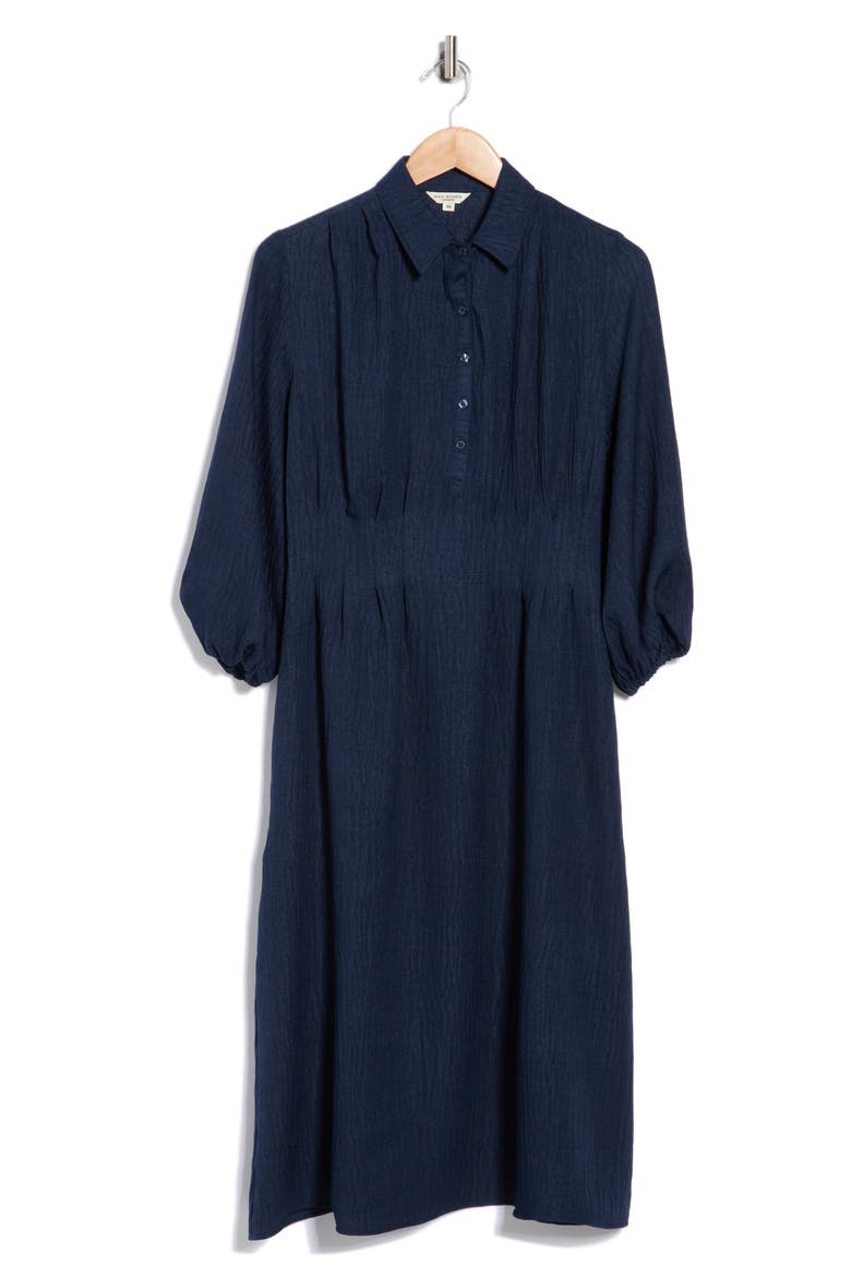 Balloon Sleeve Shirtdress, Alternate, color, HEATHER NAVY