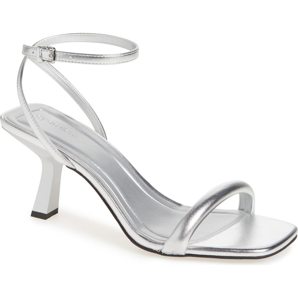 Open Edit Taytum Ankle Strap Sandal In Silver Metallic