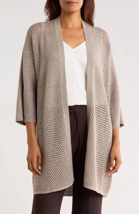 Open Stitch Longline Wool Cardigan